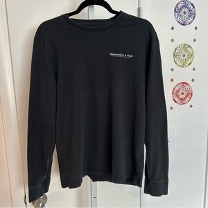 Abercrombie & Fitch Black Logo Long-Sleeve Shirt - Soft A&F Tee - Size L